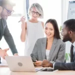 Group of lawyers working on a case together